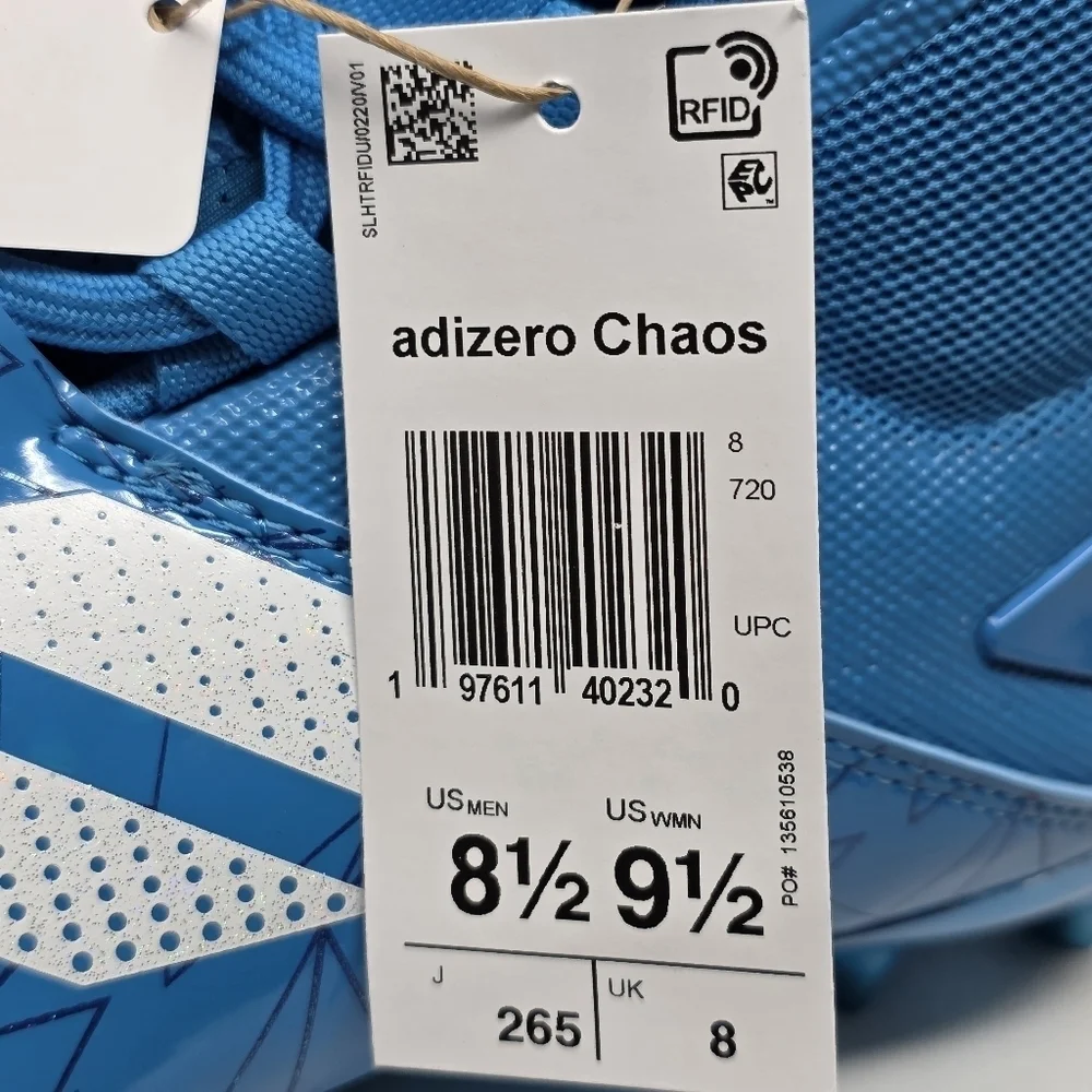 adidas ADIZERO Chaos Football Cleats Lineman Cleats Solar Blue Mens Size 8.5 New